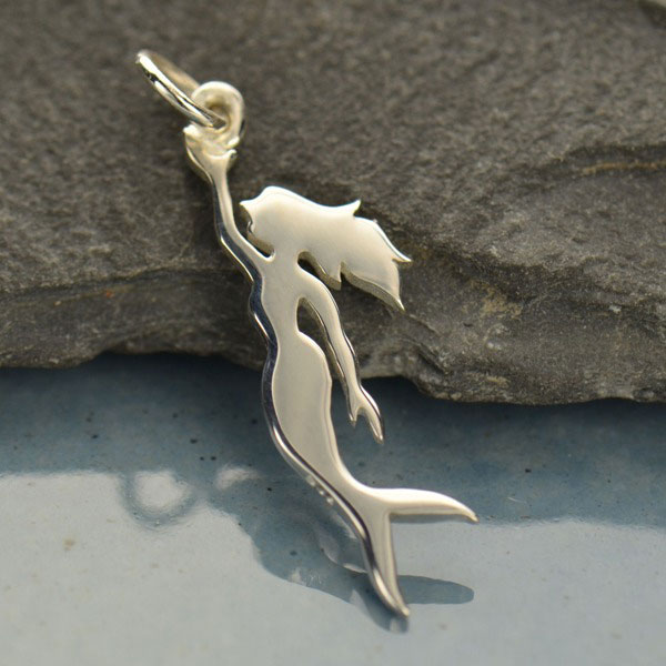 nickel-free sterling silver mermaid charm pendant