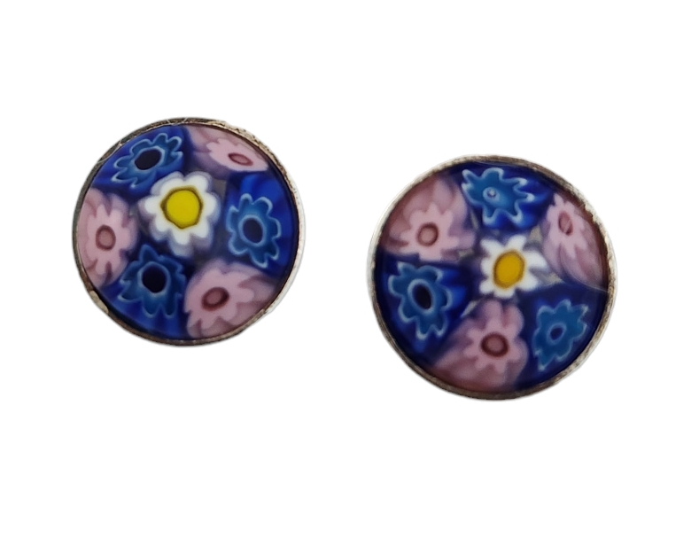 Millefiori art glass stud earrings