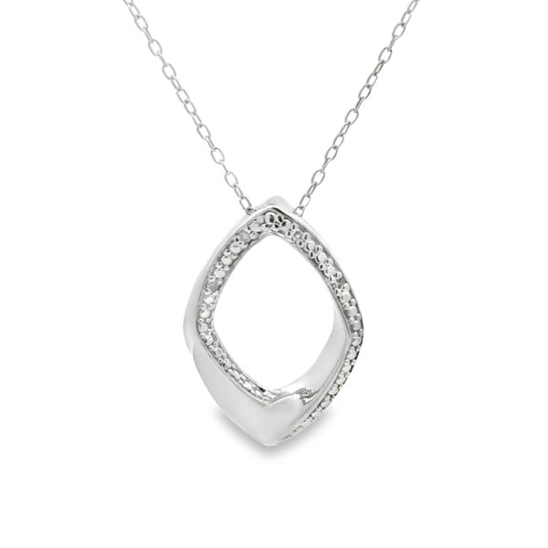 modern sterling silver and diamond necklace