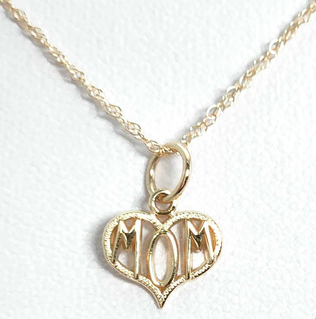 mom charm necklace in 10K yellow gold