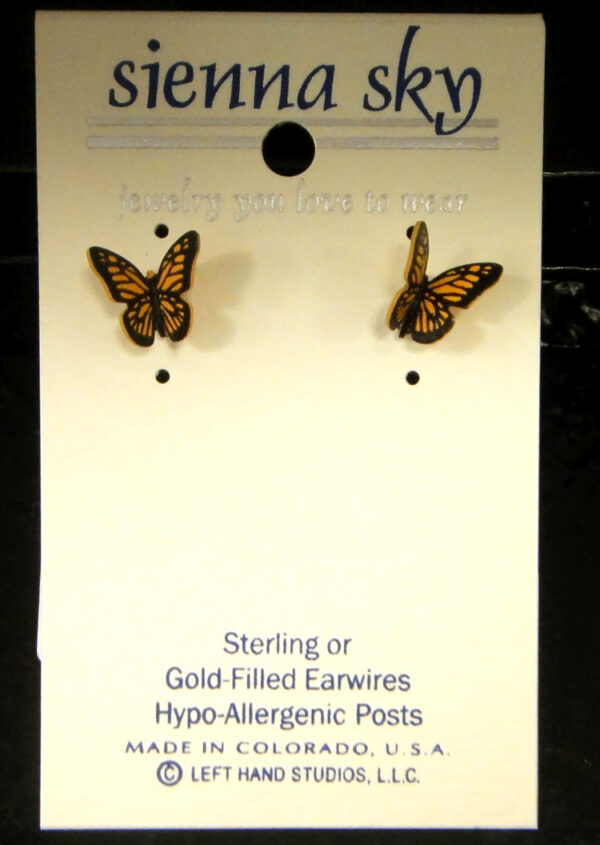 These monarch butterfly stud earrings are handmade by Sienna Sky.