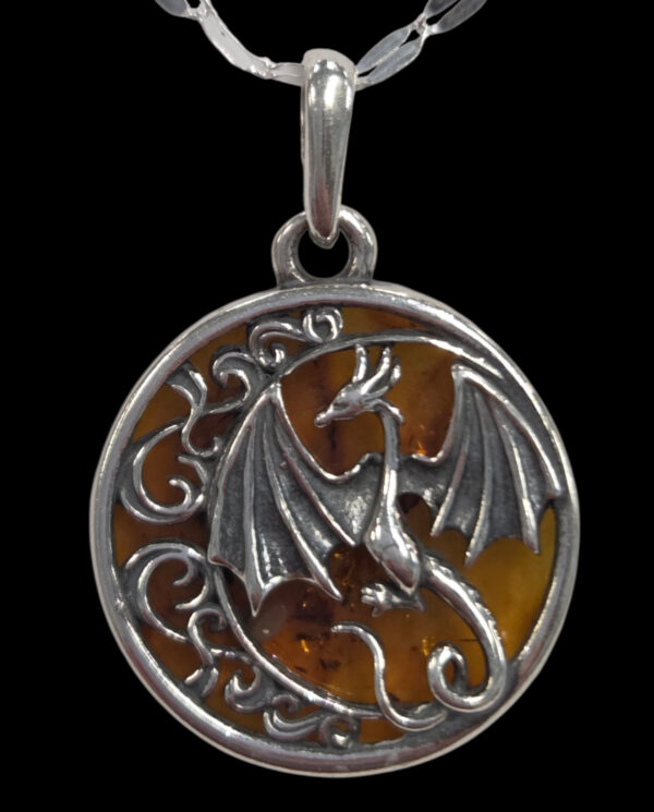 moon and dragon amber necklace