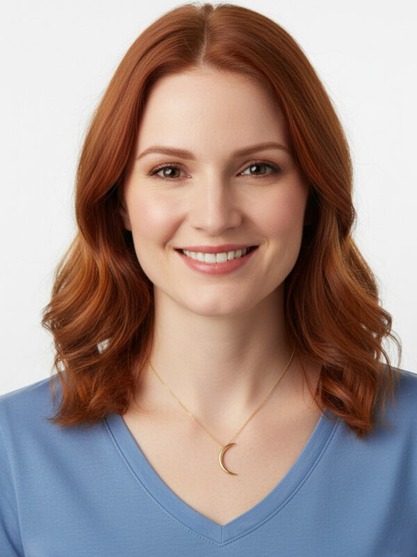 moon necklace on model