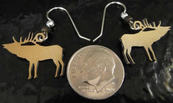 back of elk earrings with dime for scale