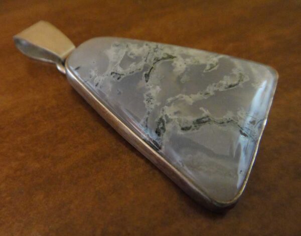 handmade moss agate and sterling silver pendant by Dale Repp
