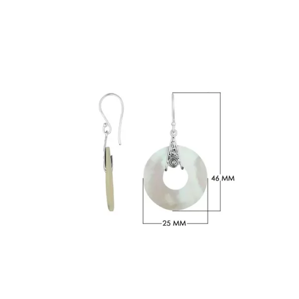 White mother of pearl shell and sterling silver earrings with ruler