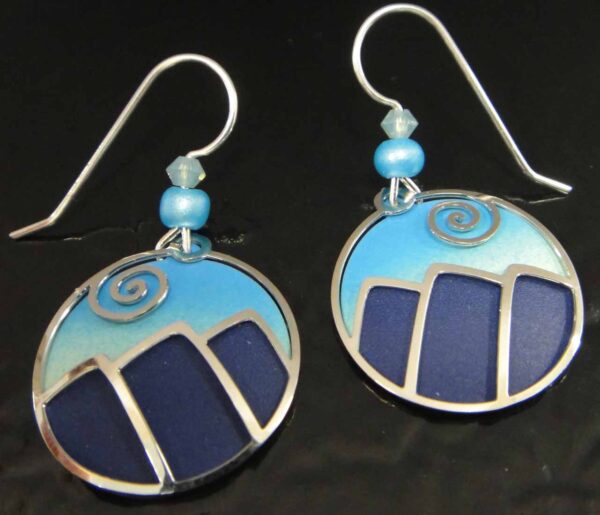 These blue mountain dangle earrings are handmade by Adajio