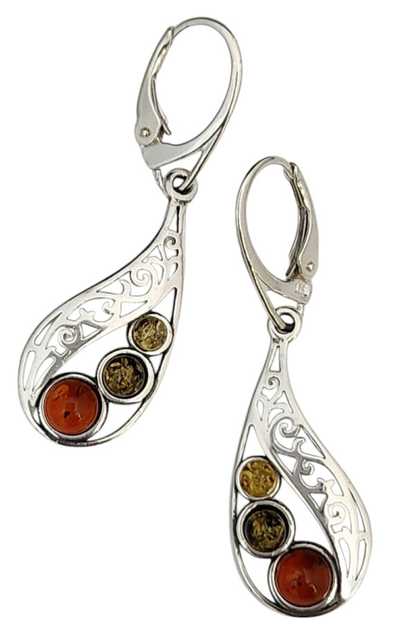lemon, green, and honey amber drop earrings