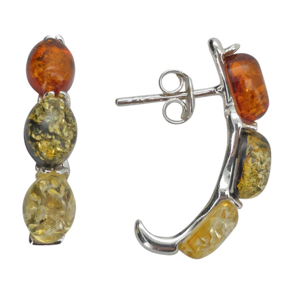 Multicolor amber hoop earrings