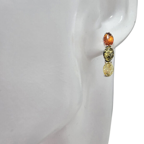 Multicolor amber hoop earrings on model