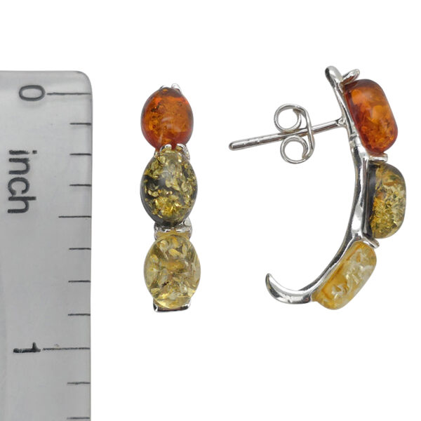 amber hoop earrings with ruler
