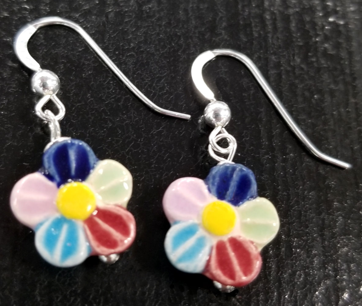 multi-color daisy earrings