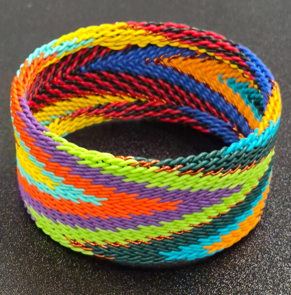 Multicolor repurposed telephone wire bangle bracelet