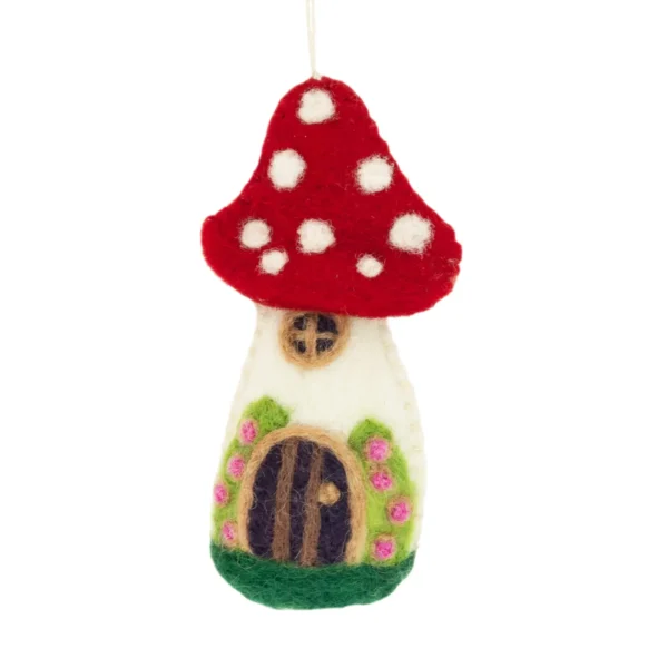 mushroom house Christmas ornament