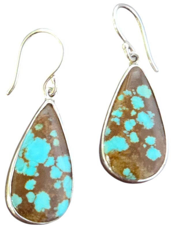number 8 turquoise and sterling silver drop earrings