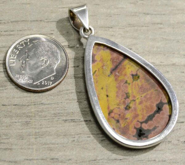 Ocean jasper and sterling silver pendant back view