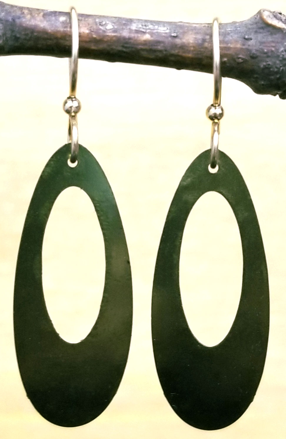 olive green long earrings
