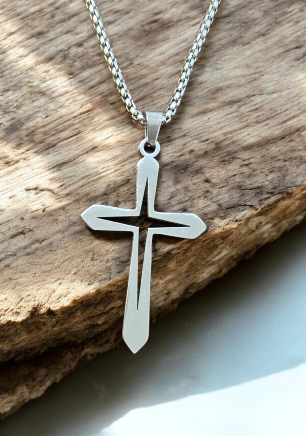 unisex stainless steel open cross necklace