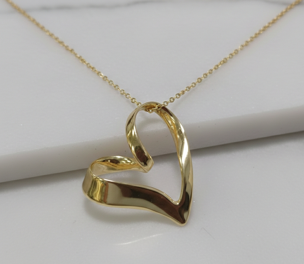 gold-plated sterling silver open heart necklace