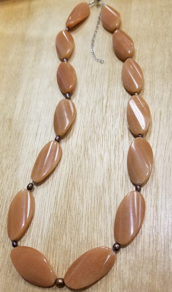orange aventurine and chocolate brown pearl necklace