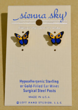 Sienna Sky orange and blue butterfly post earrings