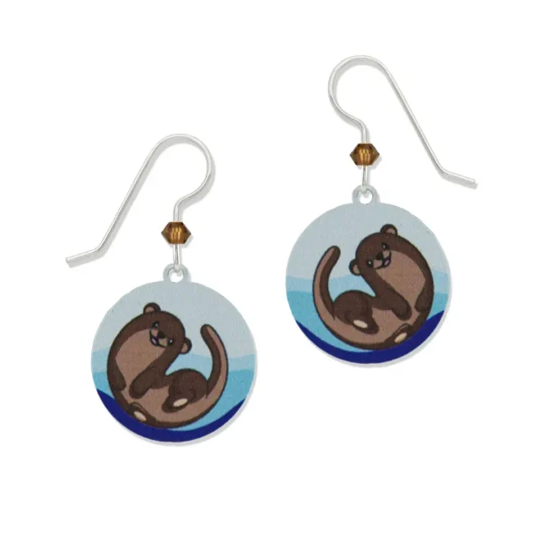 swimming otter earrings
