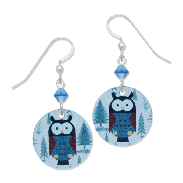 pine tree and owl earrings