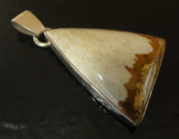 handmade Owyhee jasper and sterling silver triangular pendant by Dale Repp