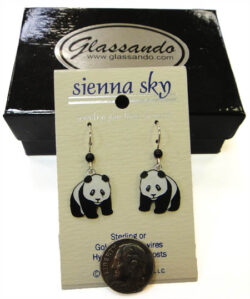 black and white giant panda Sienna Sky dangle earrings