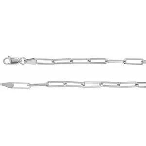 sterling silver long flat link chain with lobster style clasp