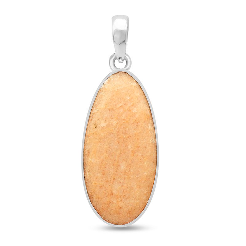 peach amazonite and sterling silver oval pendant