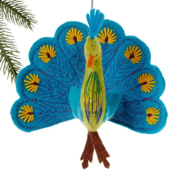 felt Peacock Christmas ornament