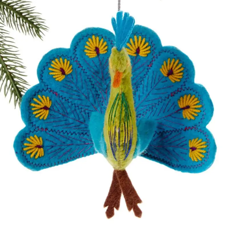 felt Peacock Christmas ornament