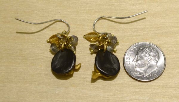 Second nature jewelry pebble drop earrings with citrine and labradorite back view