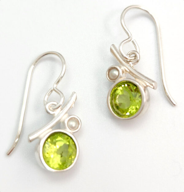 peridot and pearl sterling silver earrings