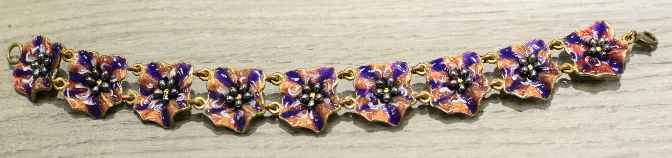 Michael Michaud Silver Seasons Petunia flower bracelet