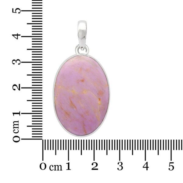 phosphosiderite and sterling silver oval pendant with ruler