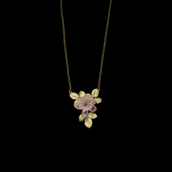 pink blooming rose necklace from Michael Michaud