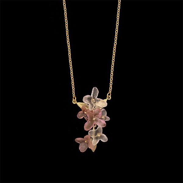 pink hydrangea flower necklace