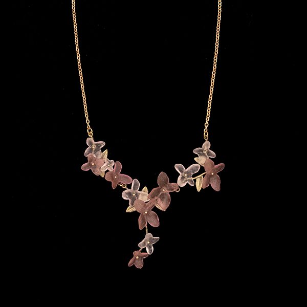 pink hydrangea flower statement necklace
