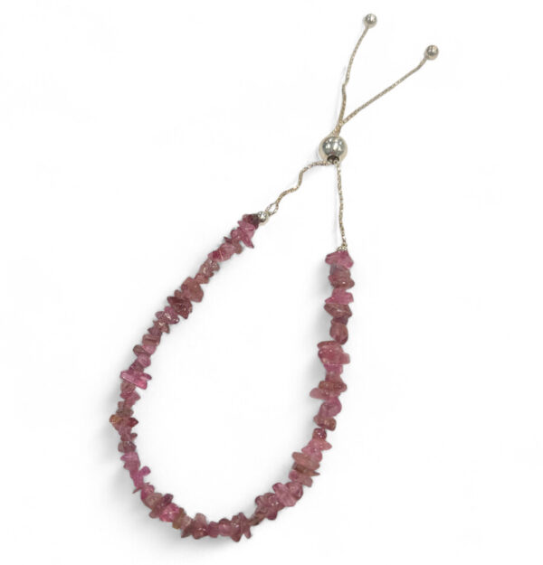 pink tourmaline gemstone and sterling silver adjustable bracelet