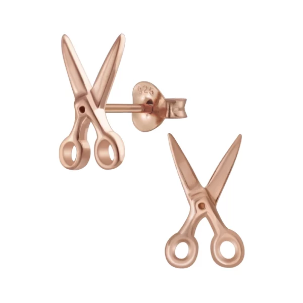 Rose Gold-plated Scissors Stud Earrings