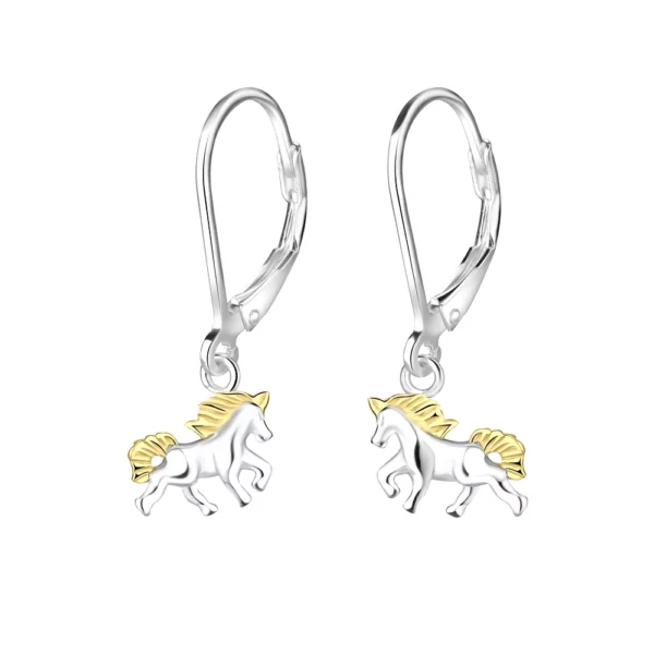 Galloping horse sterling silver lever-back earrings