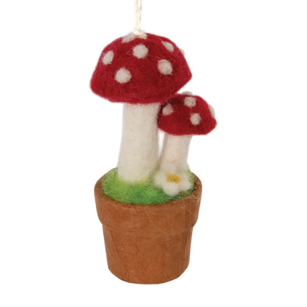 potted red mushroom Christmas ornament