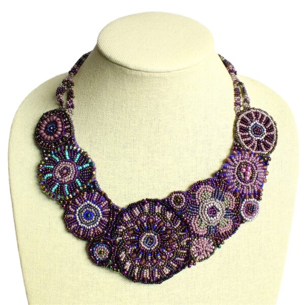 purple beaded statement necklace