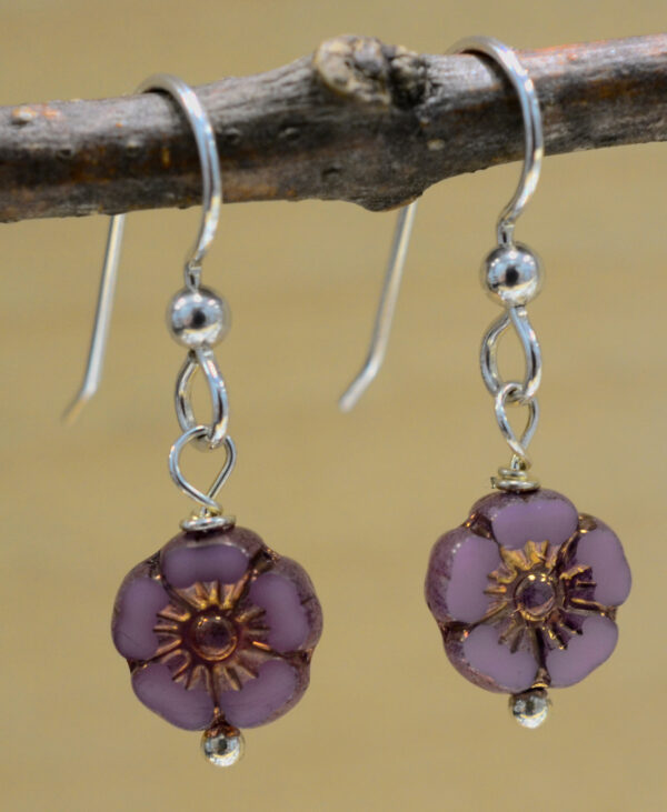 handmade Czech glass flower earrings