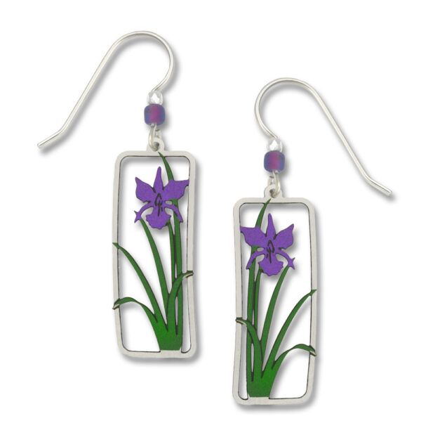 purple iris flower earrings