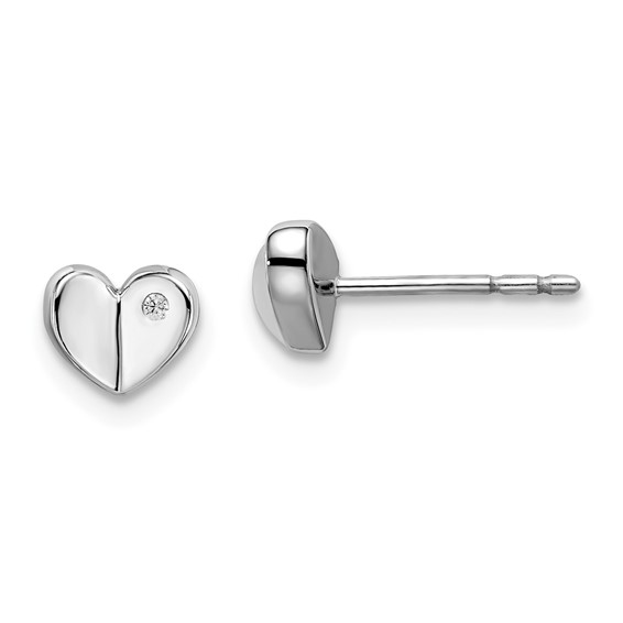 petite diamond and sterling silver heart earrings