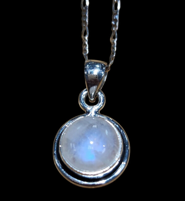 rainbow moonstone necklace with 18 inch chain