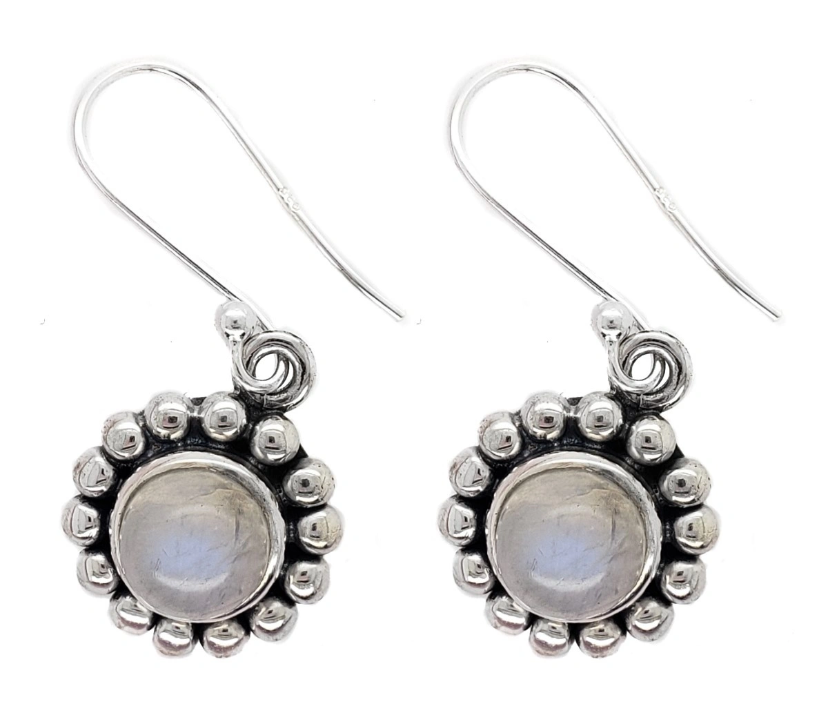 rainbow moonstone and sterling silver gemstone earrings